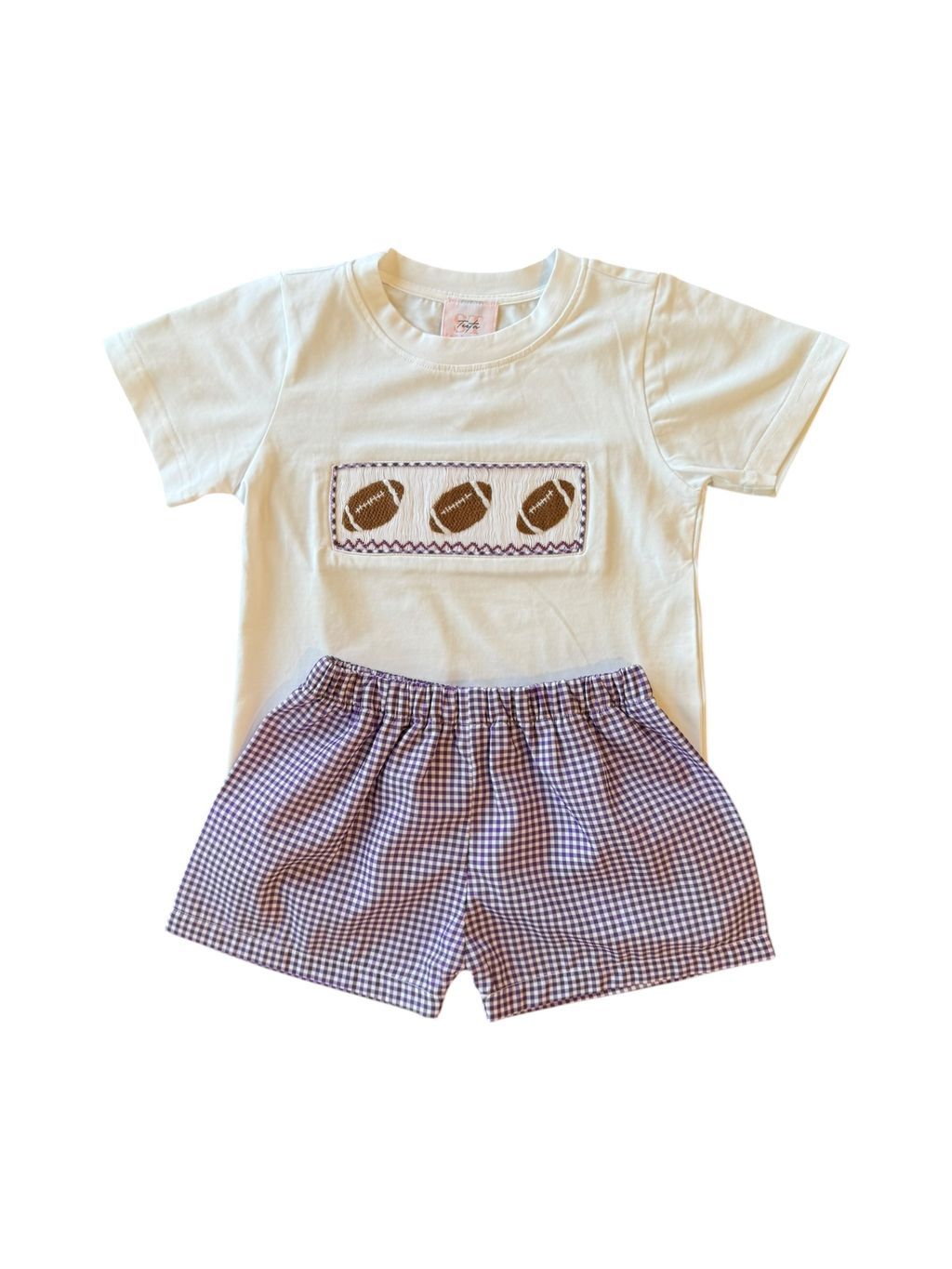 Wyatt Short Set, Purple Gingham Football Smock