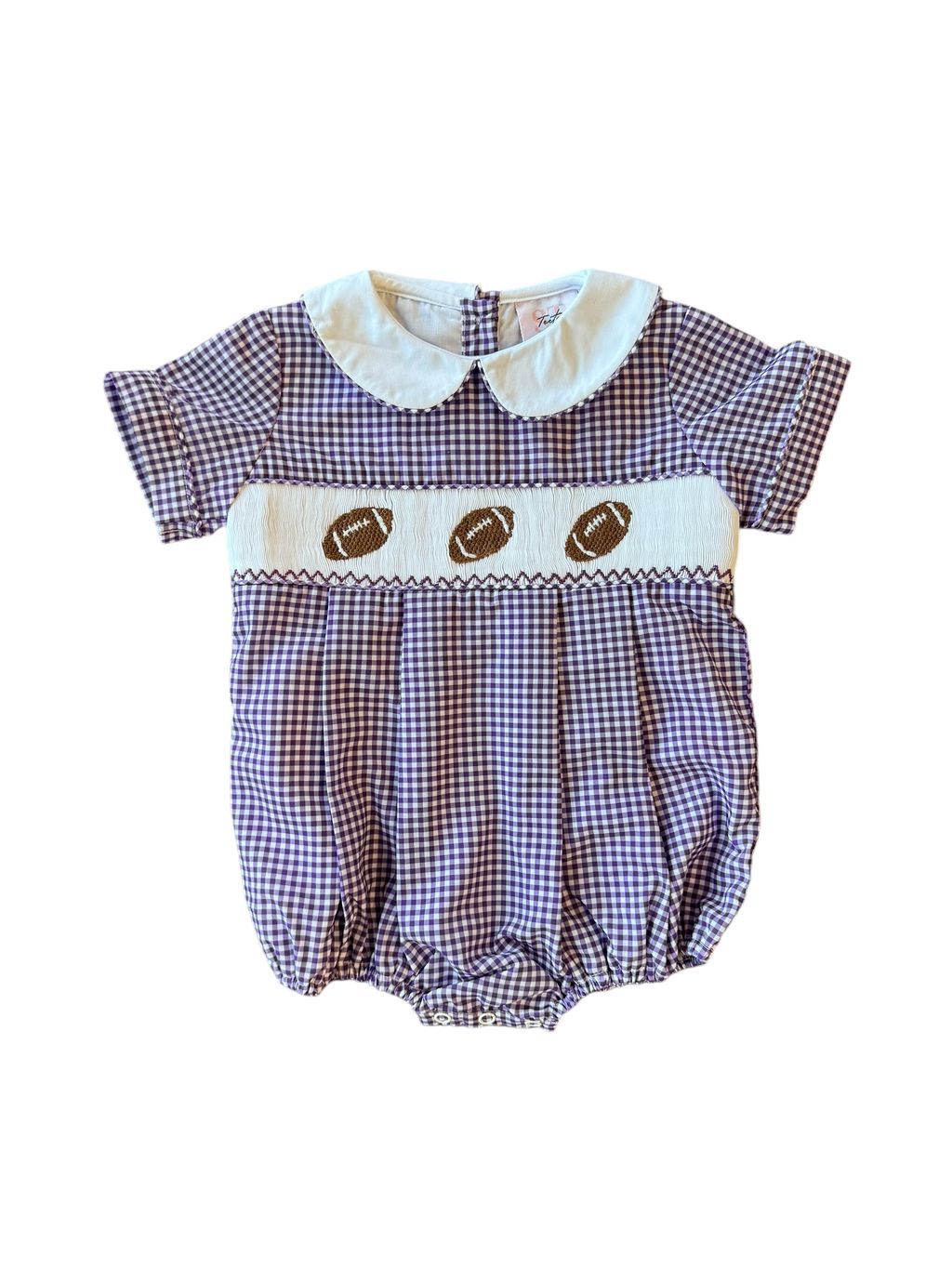 Noah Bubble, Purple Gingham Football Smock