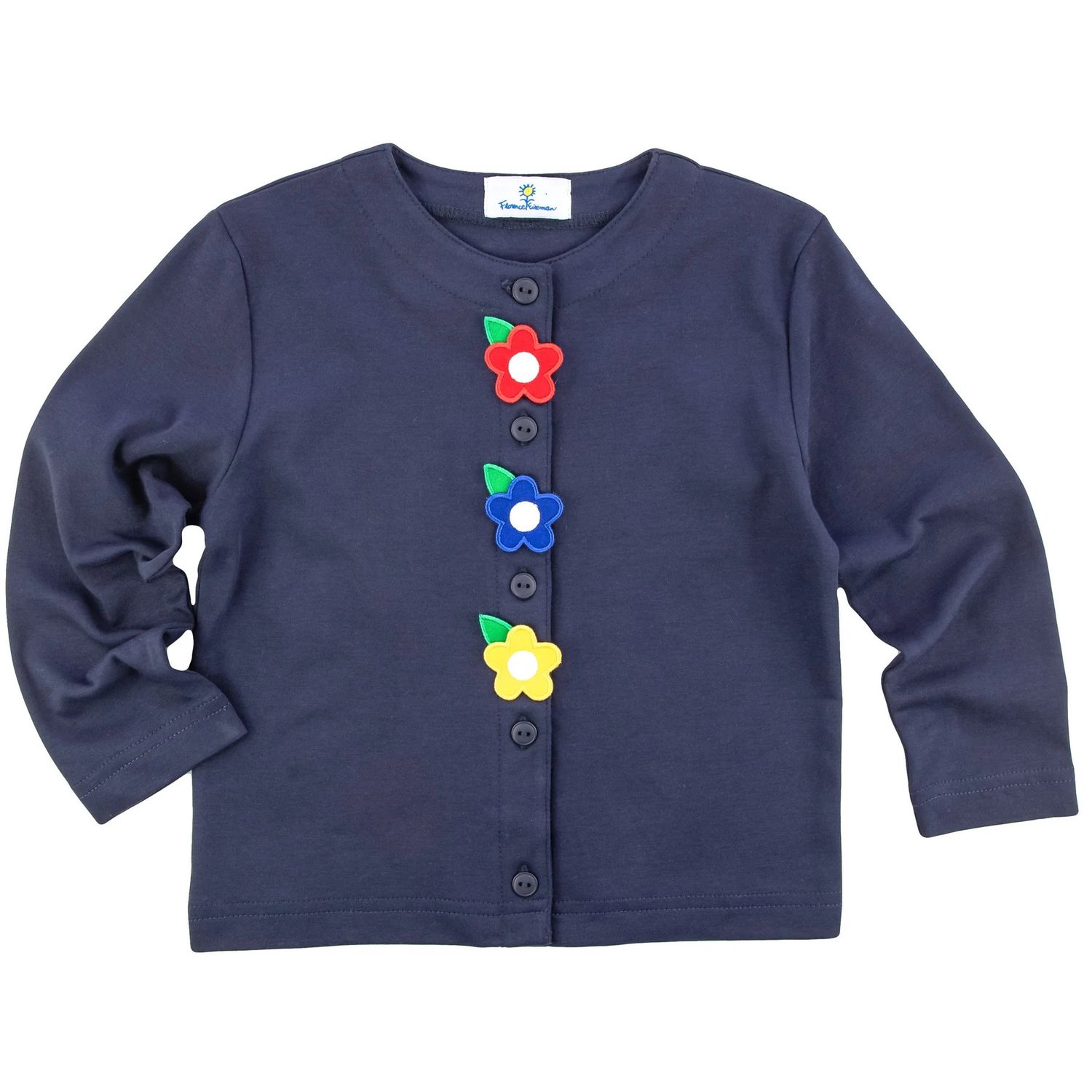 Navy Knit Cardigan with Flowers