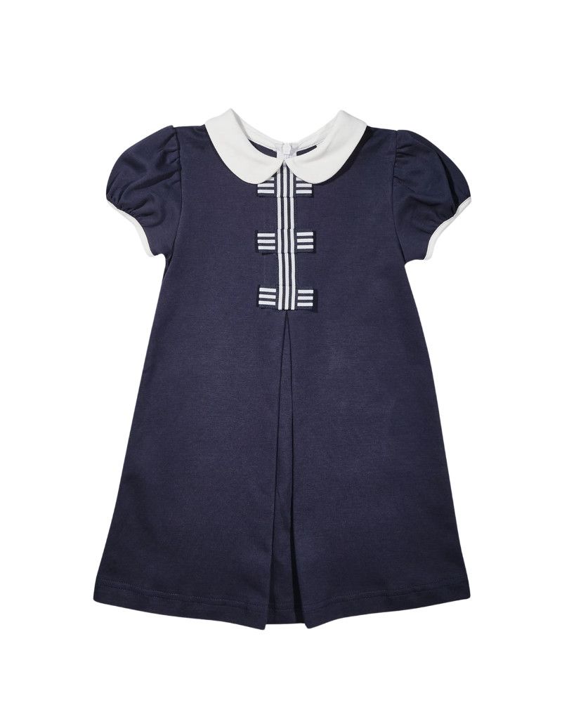 Knit Dress with Stripe Ribbon Bows