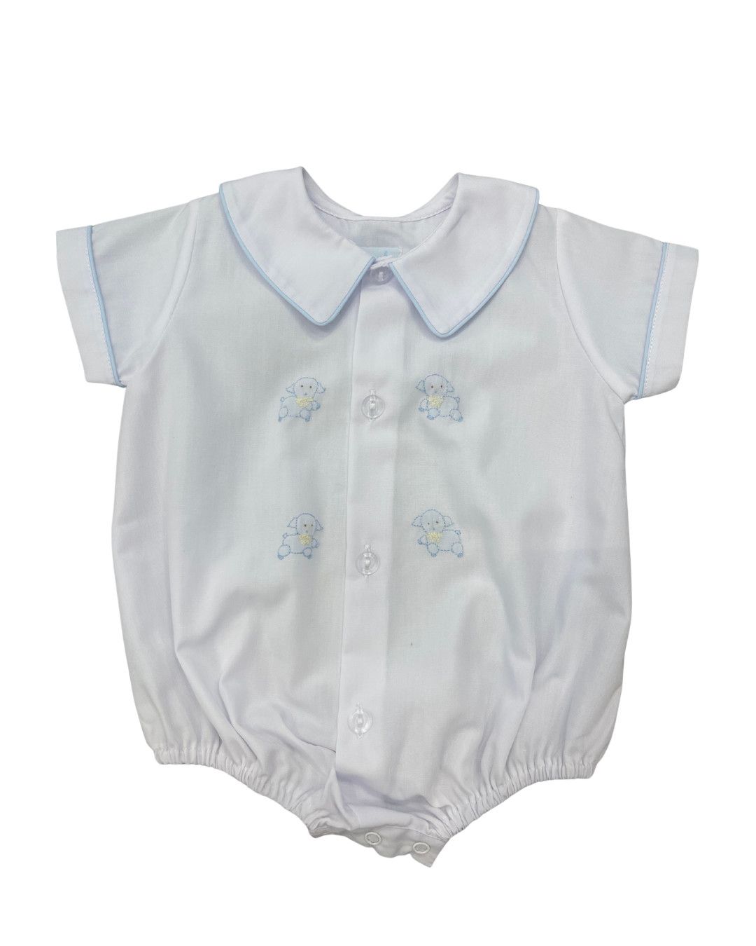 White Bubble w/ Blue Tiny Lamb Embroidery