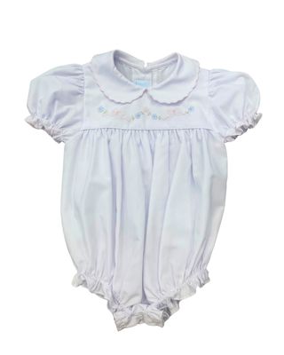 White w/ Pink Tiny Bow Embroidered Bubble