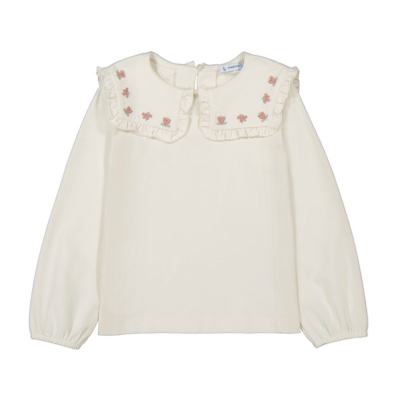 Embroidered Square Collar Knit Blouse