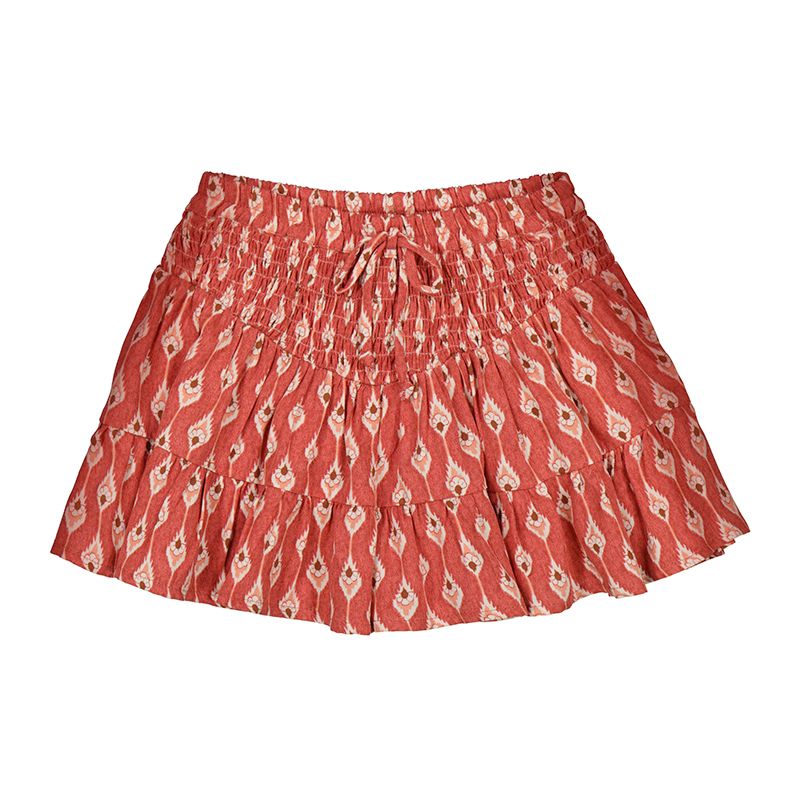 Red Patterned Skirt   