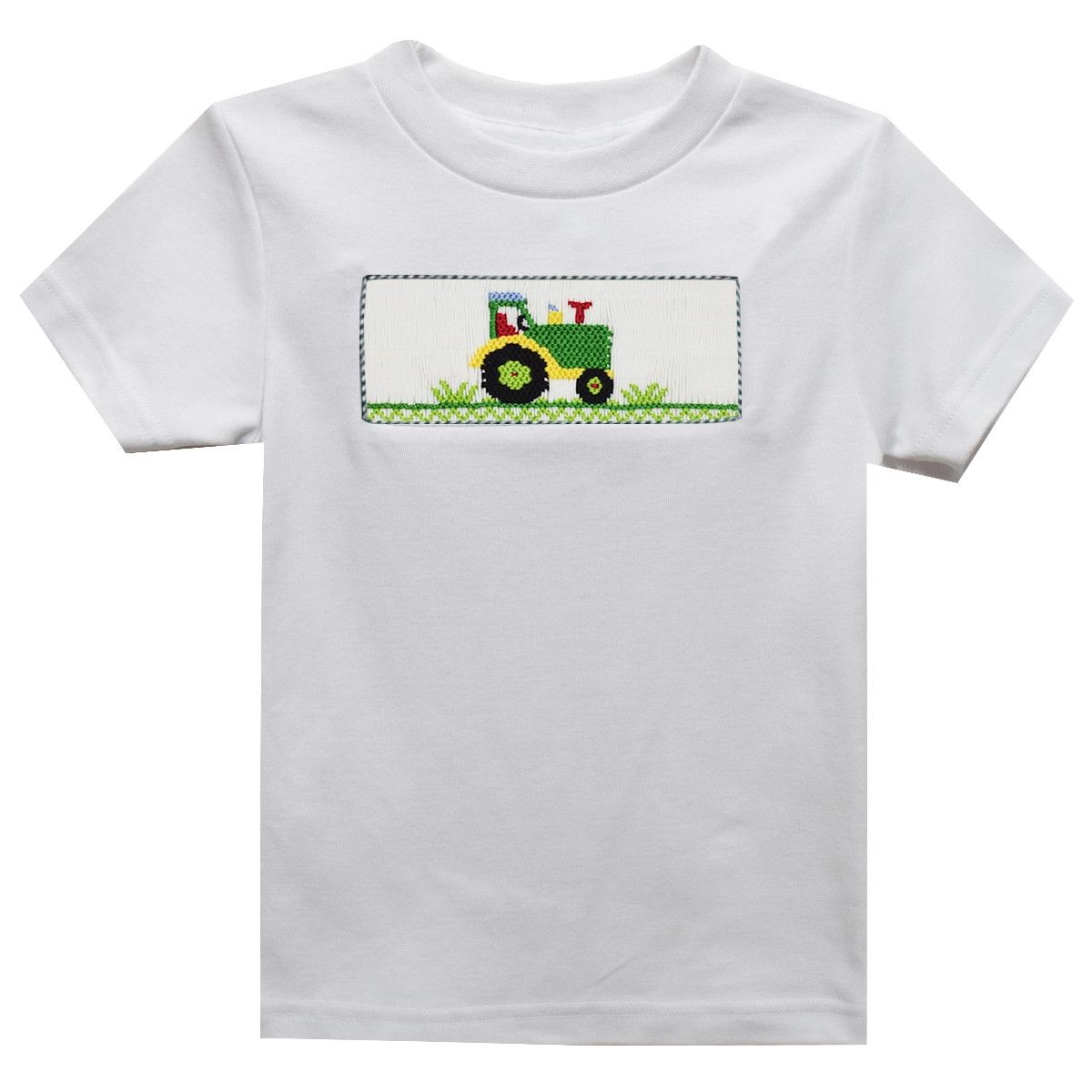 Tractor Smocked Tshirt, White