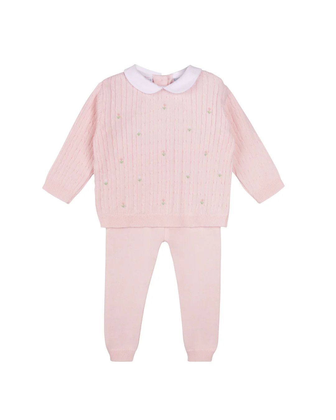 Girls Peter Pan Cable Knit Set, Pink