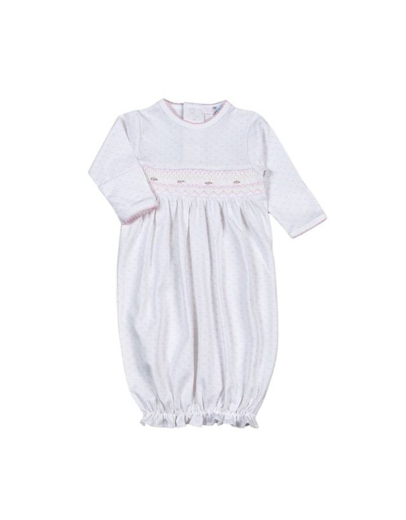 Sally Pink Dots Hand Smocked Pima Gown