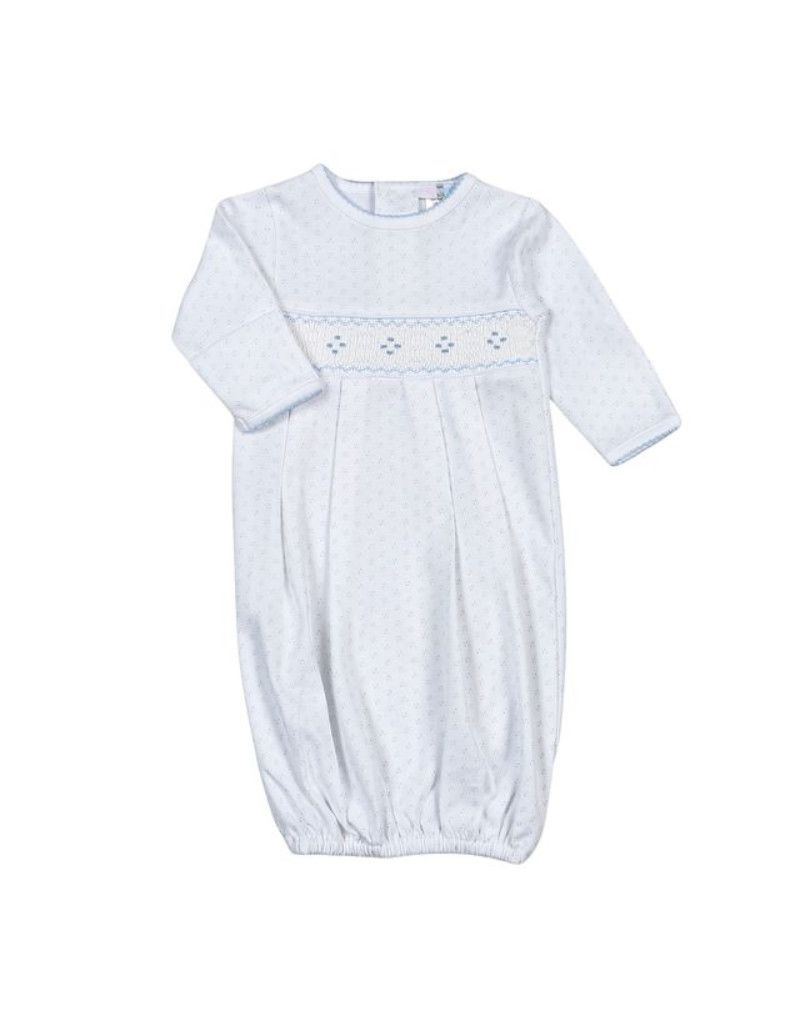 Tim Blue Dots Hand Smocked Pima Gown