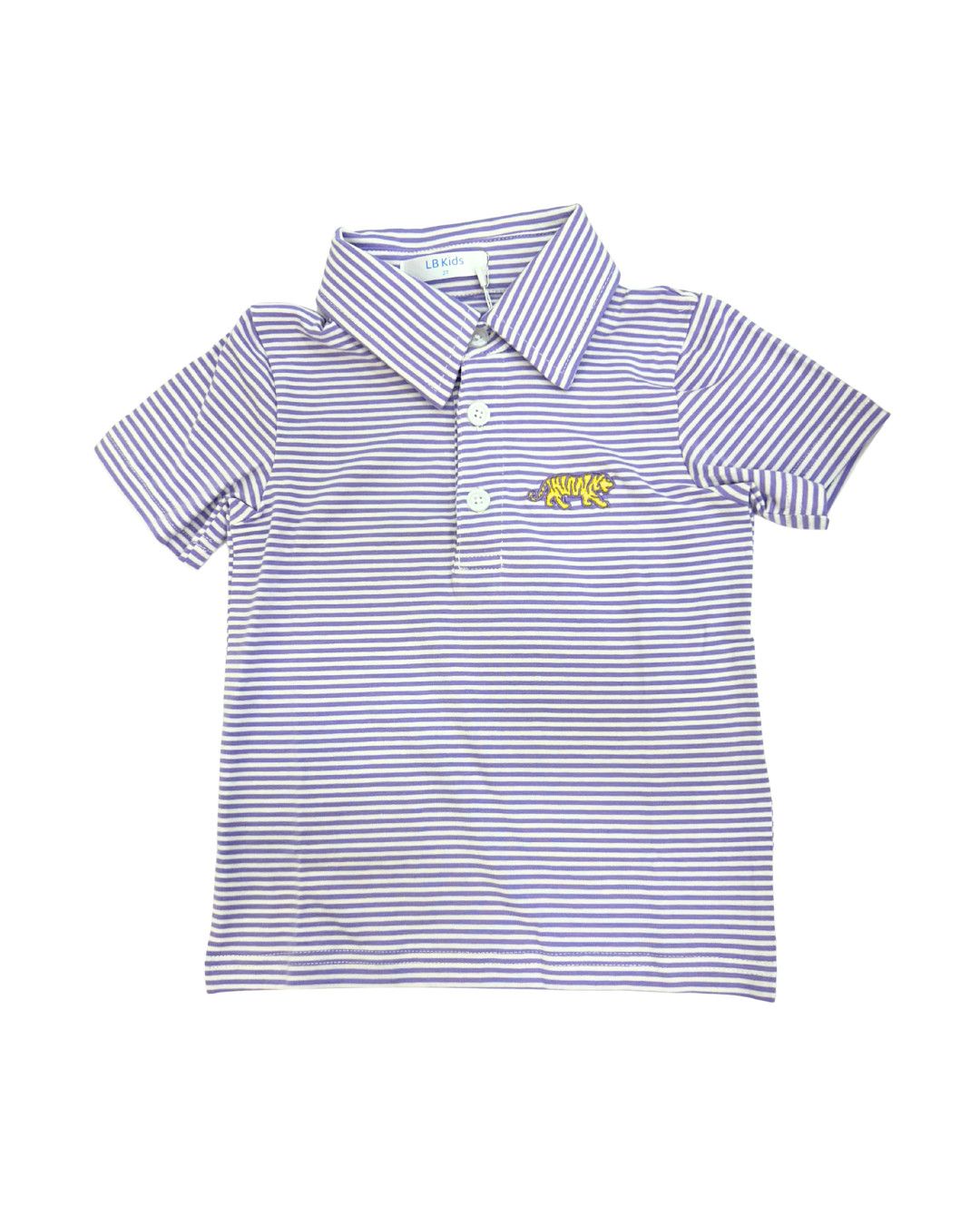 Purple Stripe Embr Tiger Polo