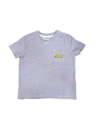 Purple Stripe Embr Tiger Crewneck