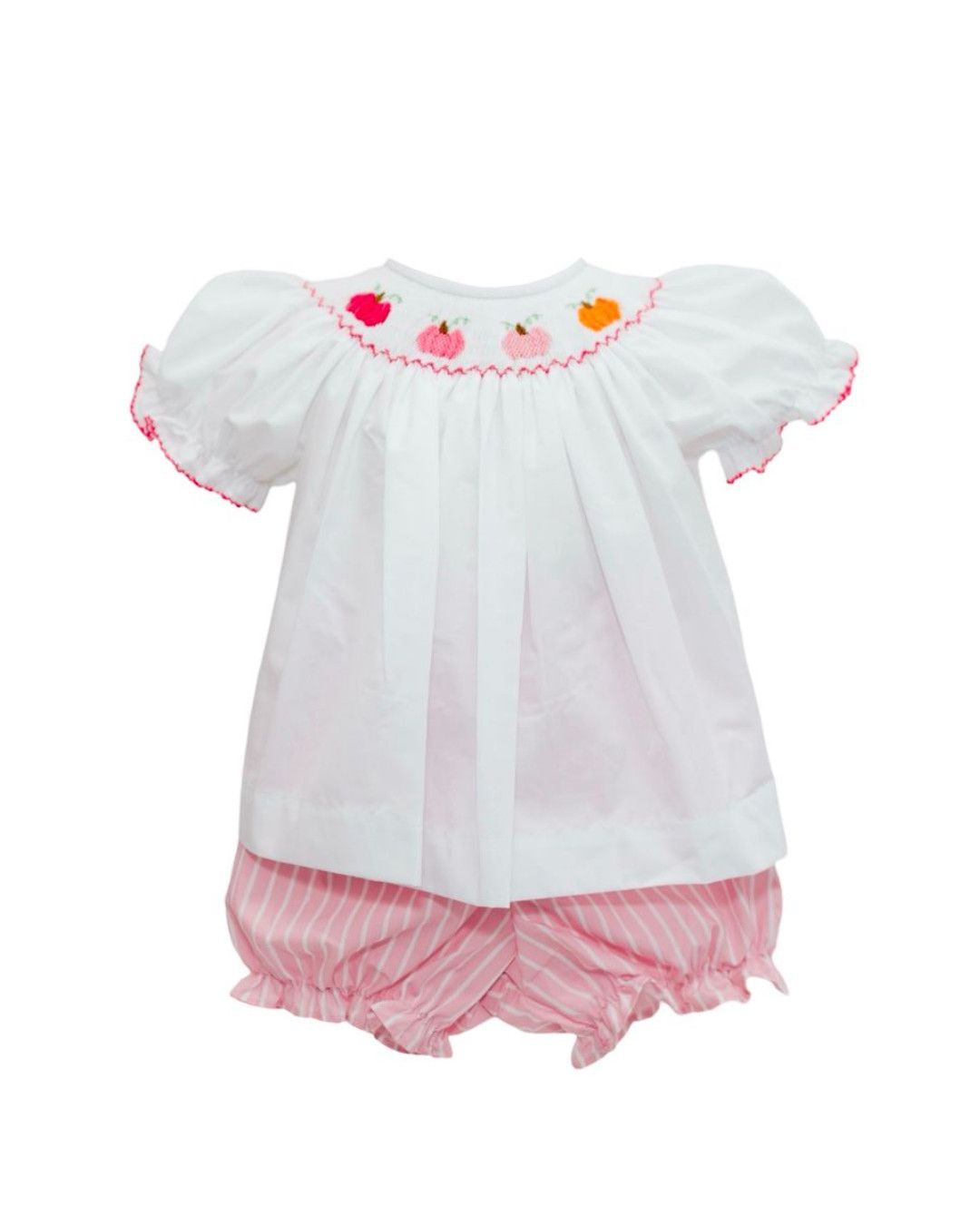 Pink Stripe Pumpkin Bishop Smock Bloomer Set