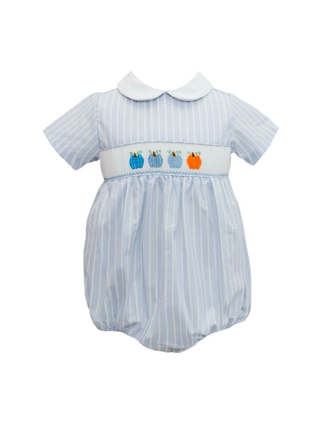 Blue Stripe Pumpkin Smock Boys Bubble