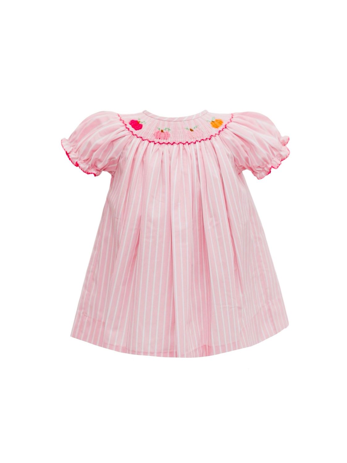 Pink Stripe Pumpkin Bishop Smock Dress