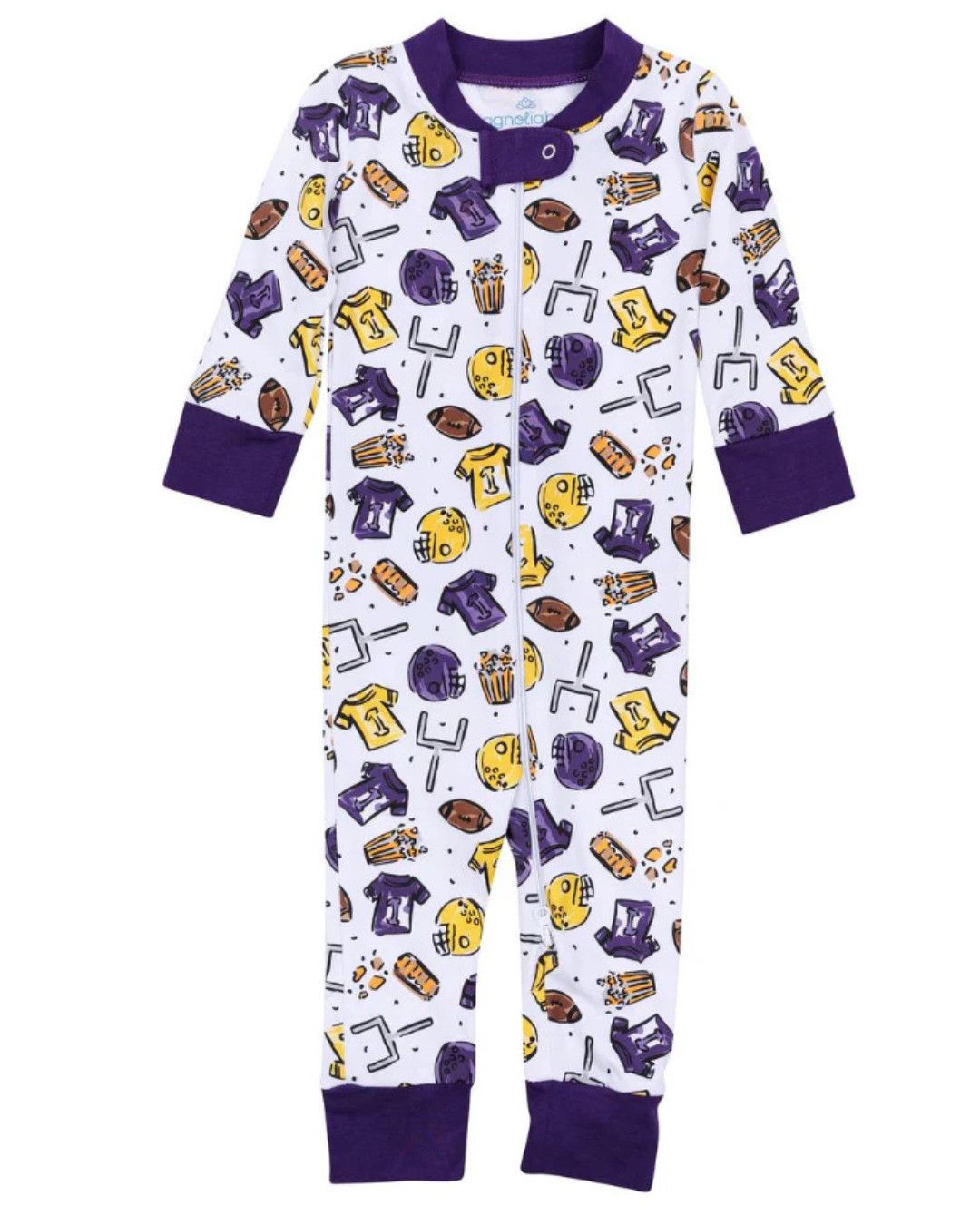 Future Draft Picks Zipper Footie, Purple/Gold, Size: NB
