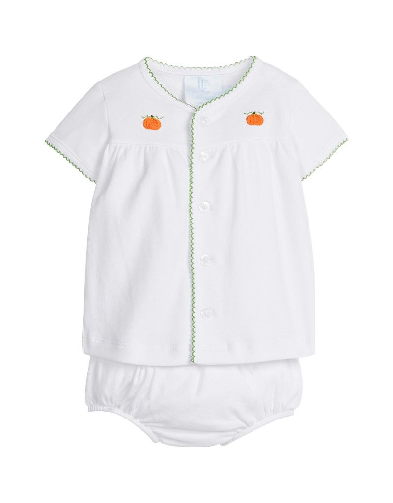 Pinpoint Layette Knit Set, Pumpkin