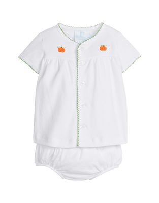 Pinpoint Layette Knit Set, Pumpkin