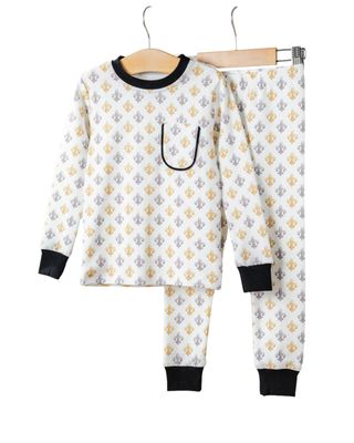 Black &amp; Gold Fleur de Lis Organic Cotton Pajama Set