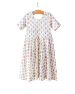 Black &amp; Gold Feur de Lis Organic Cotton Twirl Dress