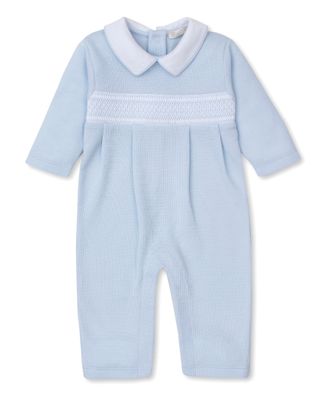 Playsuit with Hand Smocking, Light Blue