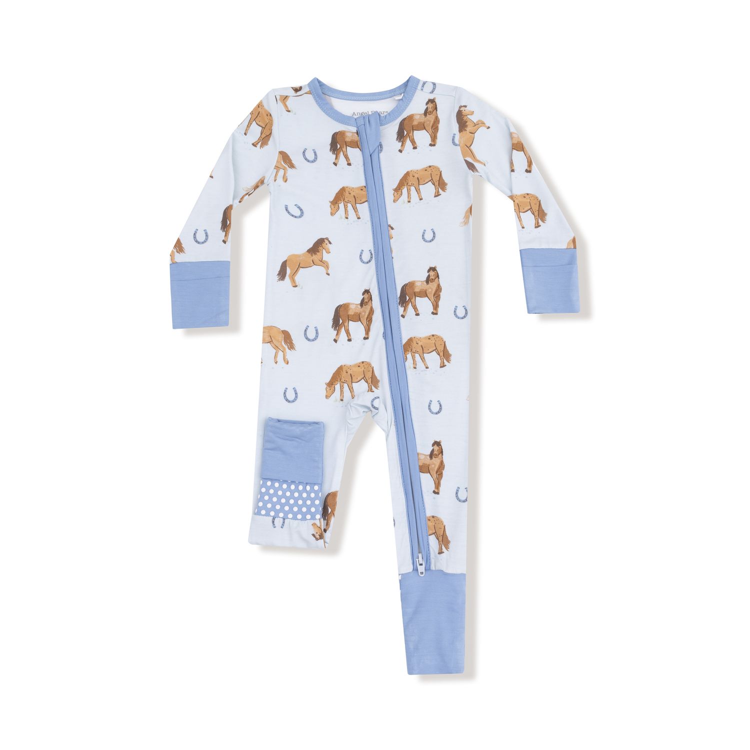 Horses - Blue - 2 Way Zipper Romper