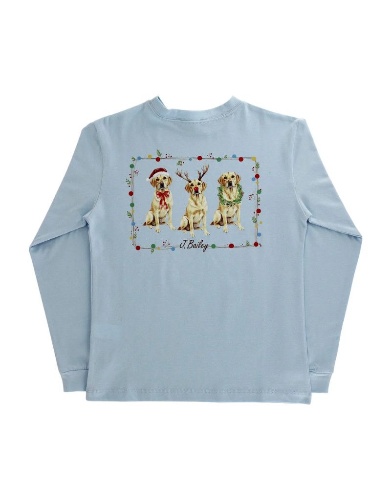 LS Logo Tee, Christmas Labs on Light Blue