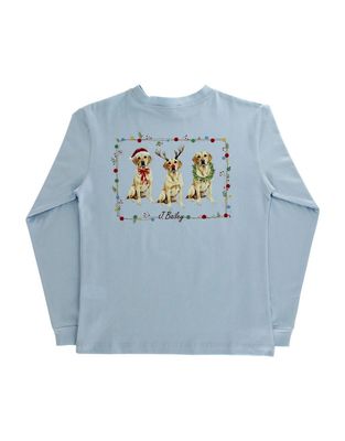 LS Logo Tee, Christmas Labs on Light Blue