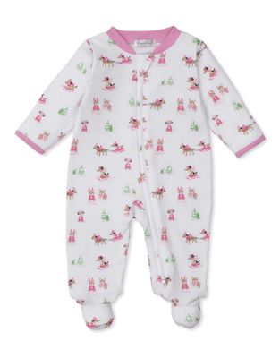 Puppy&#39;s Sleigh Riding Fun Zip Footie, Pink