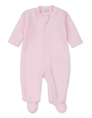 Classic Jacquard Zip Footie, Pink