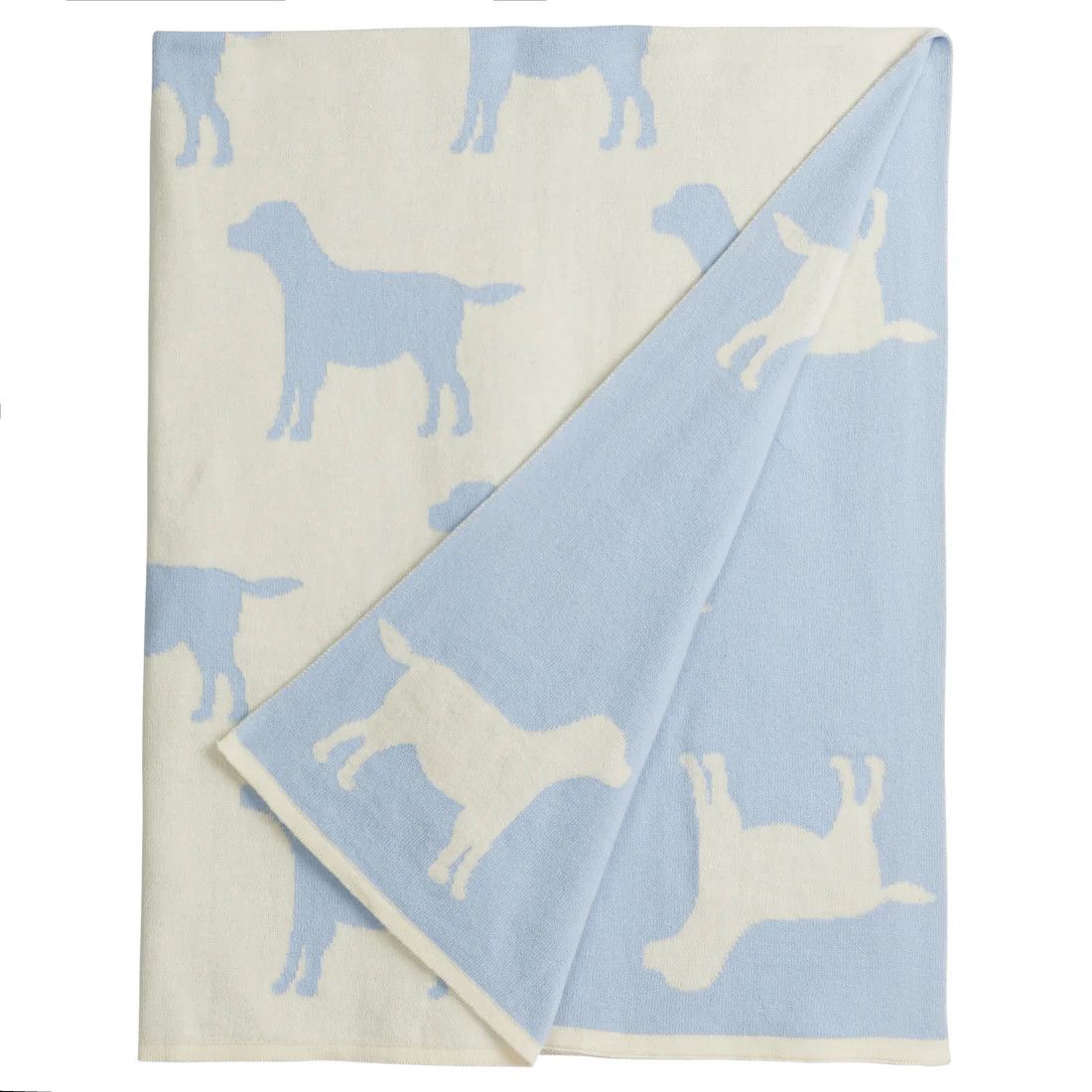 Reversible Knitted Blanket - Light Blue Lab
