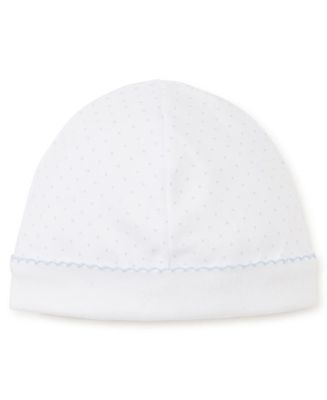 New Kissy Dots Print Hat, White/Lt Blue
