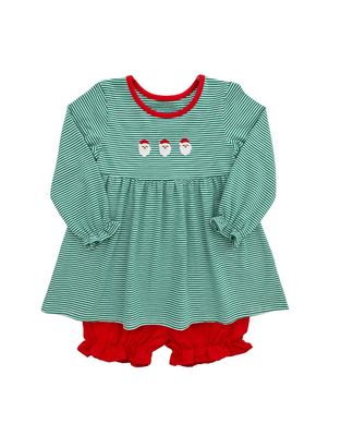 Green Stripe Santa Bloomer Set