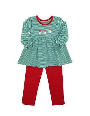 Green Stripe Santa Legging Set