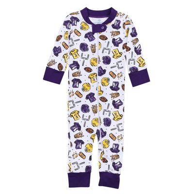 Future Draft Picks Zipper Footie, Purple/Gold