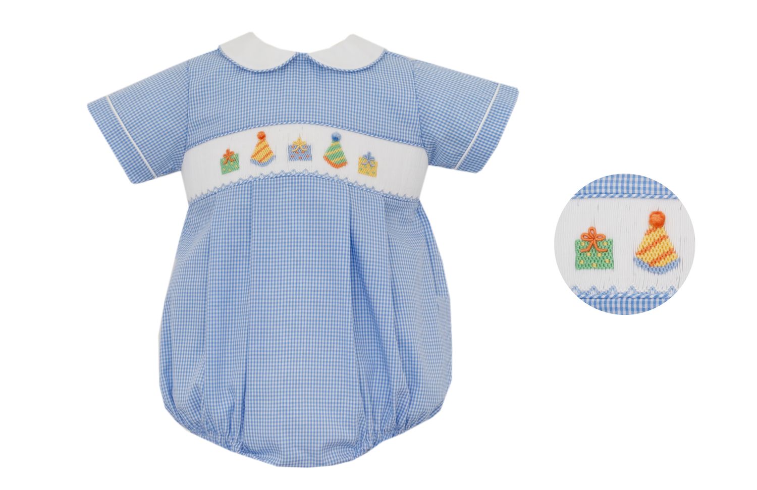 Birthday Boys Lt Blue Gingham Bubble