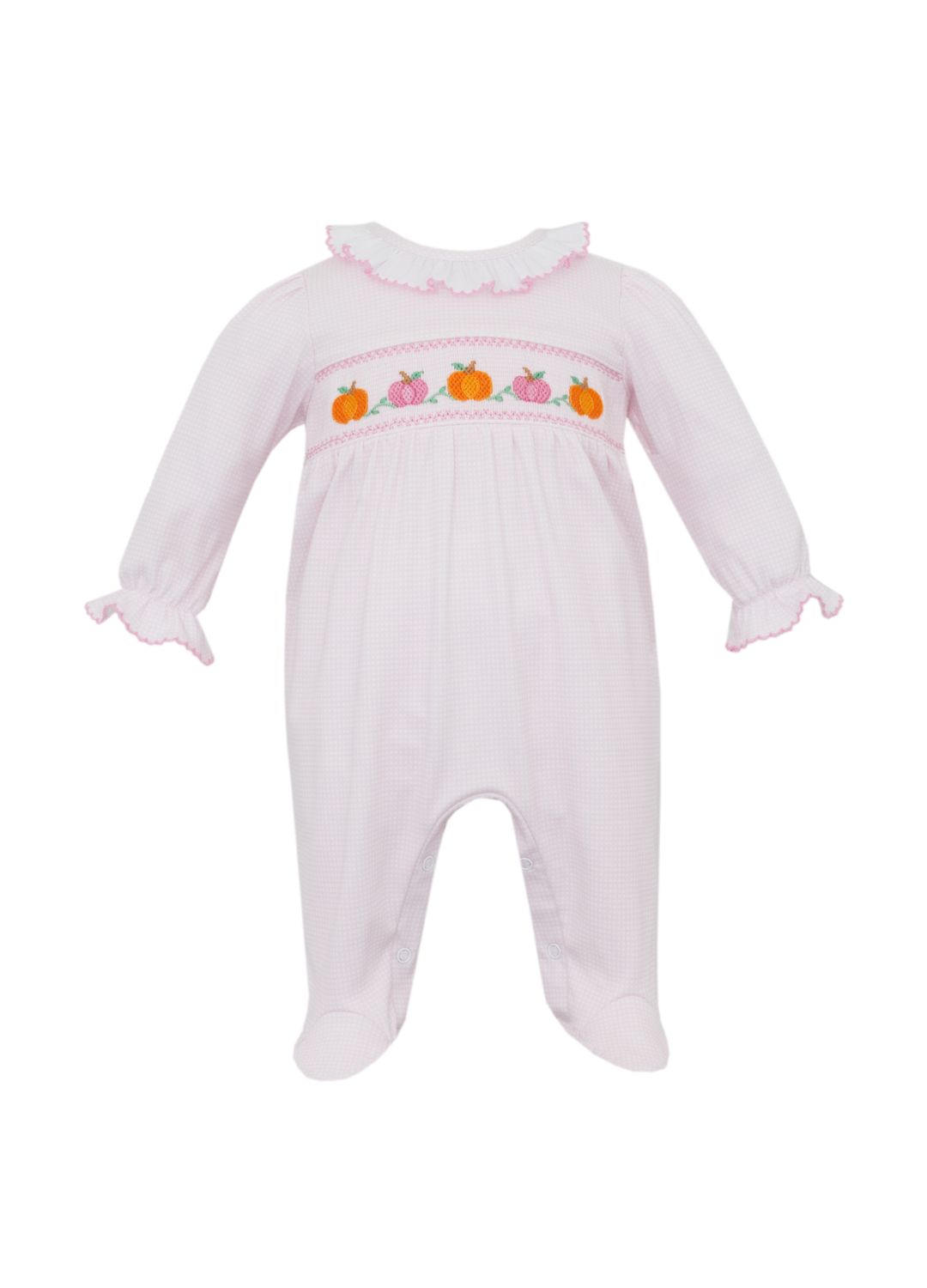 Pink Check, Knit Pumpkin Footie