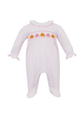 Pink Check, Knit Pumpkin Footie