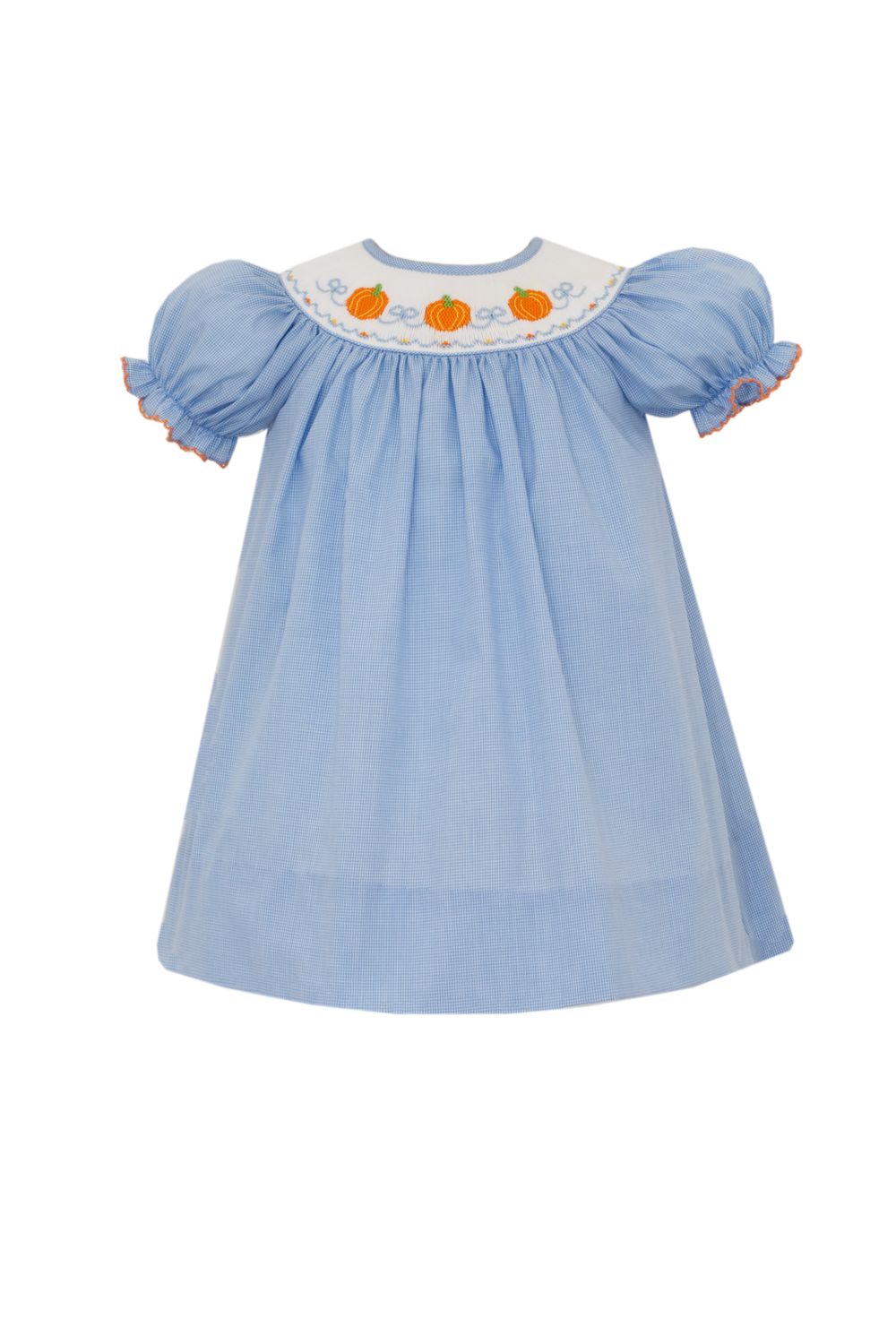 Blue Microcheck Bishop, Pumpkin