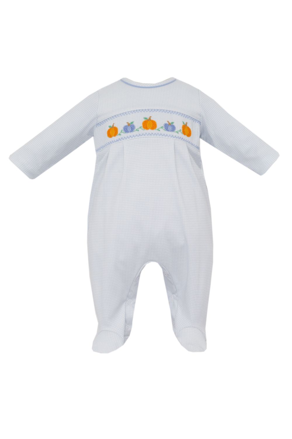 Blue Check, Knit Pumpkin Footie