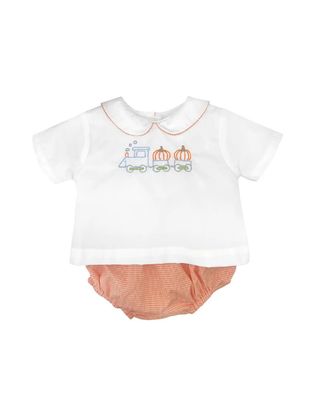Orange Gingham Pumpkin Diaper Set