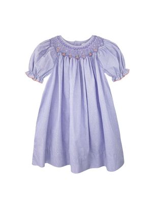 Purple Gingham Smocked Bishop