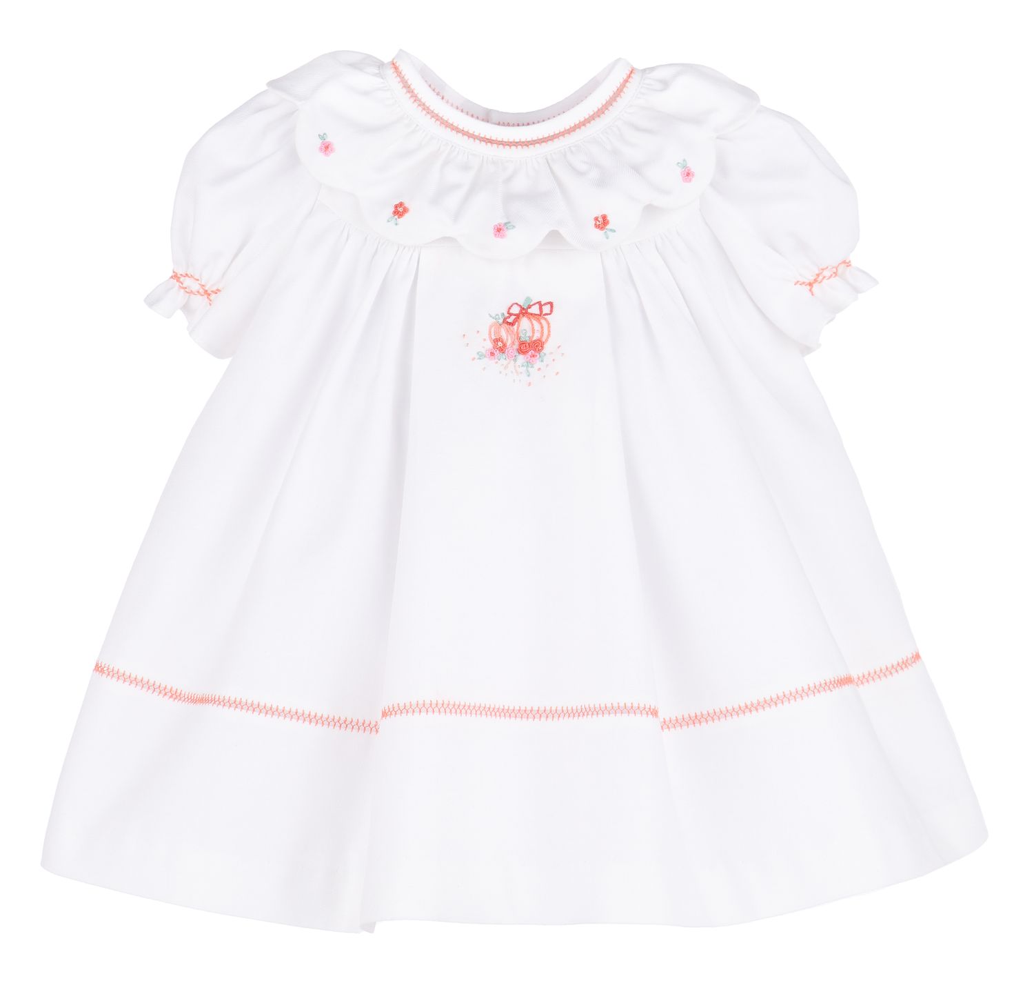 Pumpkin Ruffle Dress, White