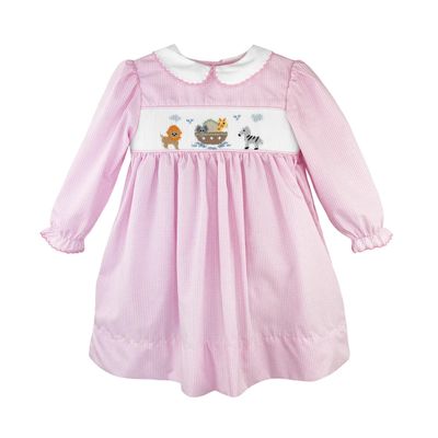 Noah&#39;s Ark Pink Gingham LS Dress