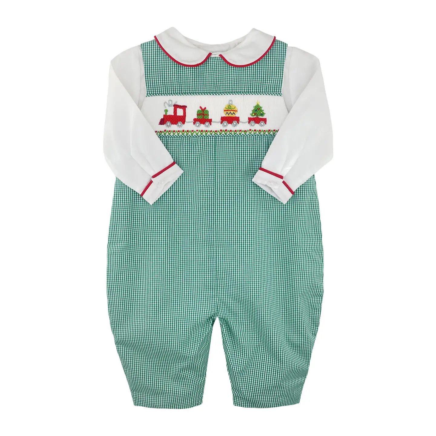 Christmas Train Green Gingham Longall