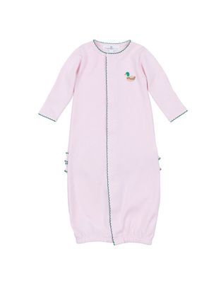 Pink Mini Mallard Embroidered Ruffle Converter Gown