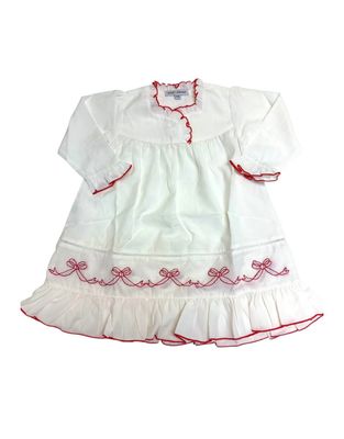 White Gown Red Trim w/ Emb Bows