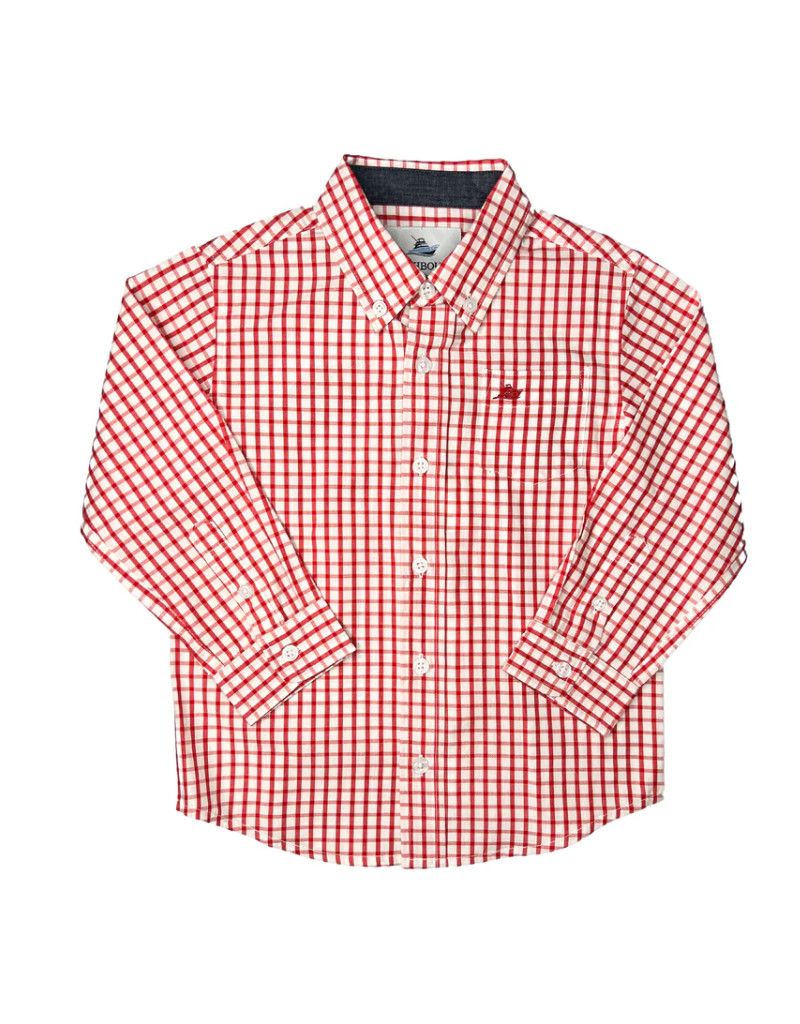 Long Sleeve Dress Shirt - Red/White