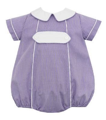 Purple Gingham Boys Short Bubble w Tab