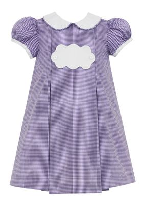 Purple Gingham Float Dress with Scallop Tab