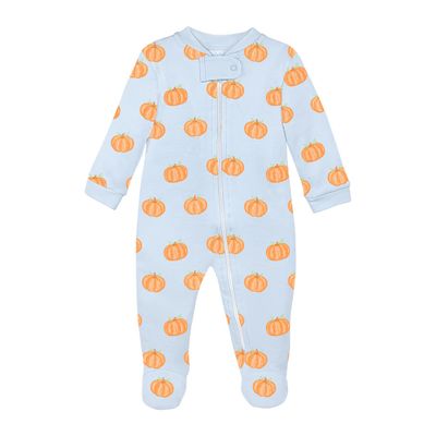 Halloween Pumpkin Footie, Light Blue