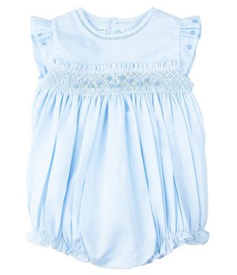 Rose Garden Smocked Fly Sleeve Bubble, Blue
